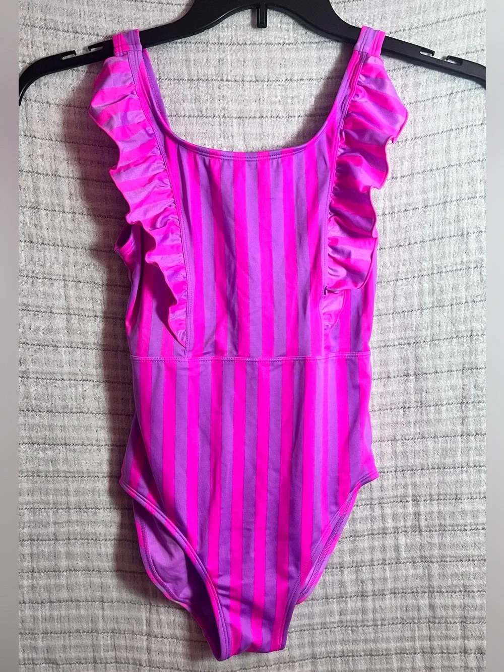 Cat & Jack Pink and Purple Striped Ruffle One-Piece Swimsuit